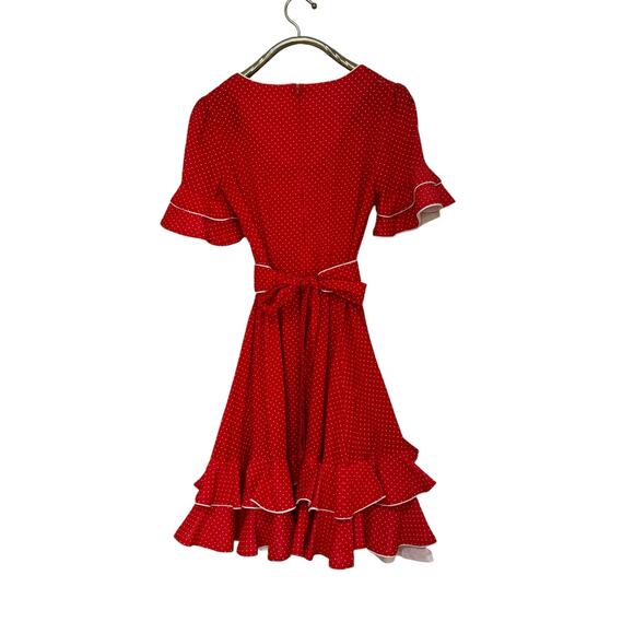 Vintage Red Polka Dot Rockabilly Sissy Square Dance Dress - Picture 4 of 5